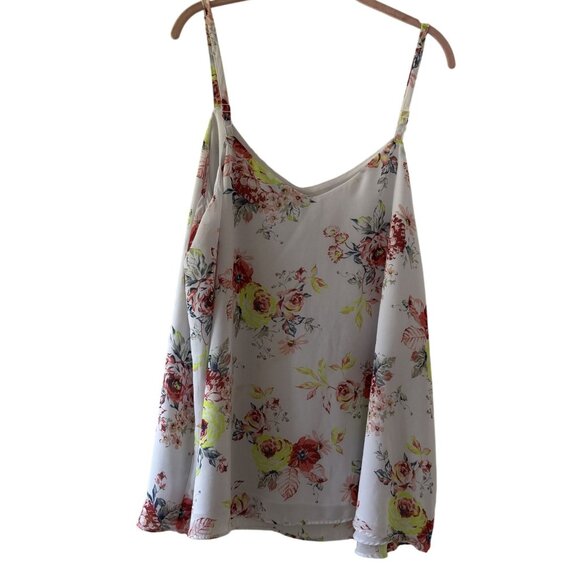 Torrid Sophie Floral Print Camisole Top Size 3 White Multicolor Polyester Flowy - Picture 4 of 7